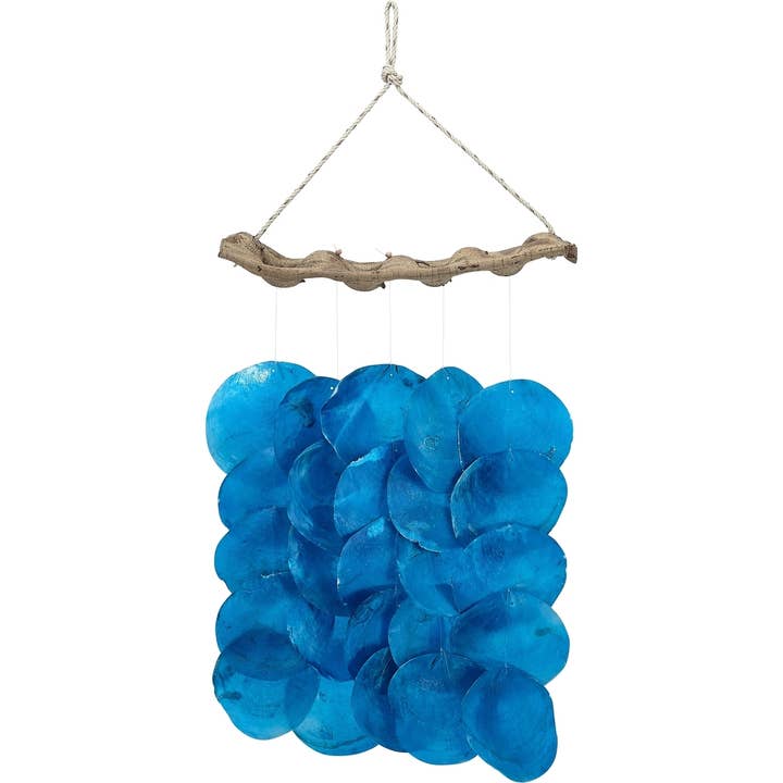 HS Seashells - Wholesale Wind Chime - Blue Placuna Chime appx 13x20"
