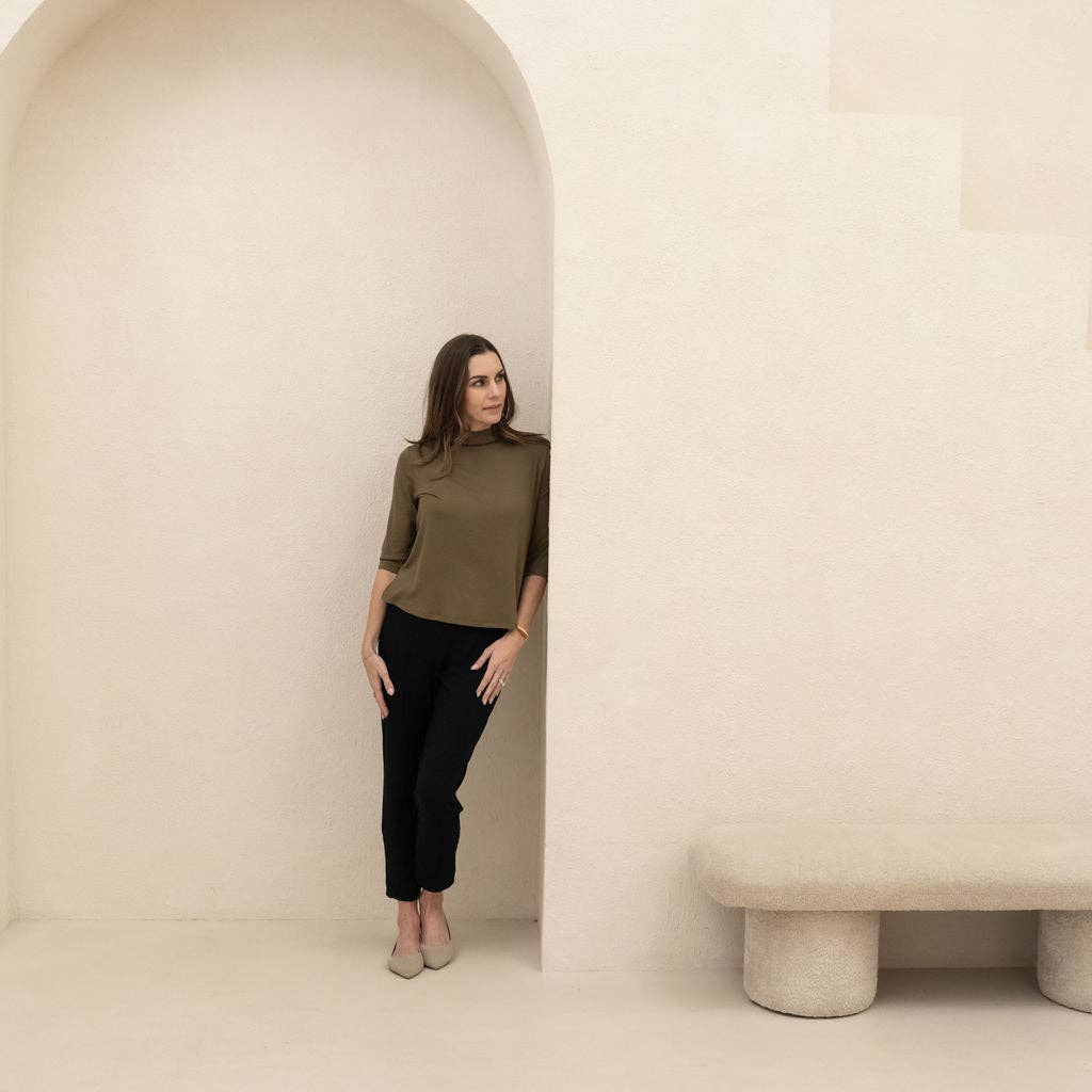 Encircled - Wholesale Knit Top - Women's - The Going Places Bracelet Sleeve Mock Neck14