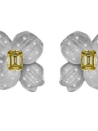 Flower Earrings White and Yellow CZ for wholesale by ALEXIS DAOUD JEWELRY