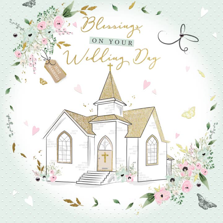 Blessings on Your Wedding Day, Handmade Greeting Card for wholesale by The Handcrafted Card Company