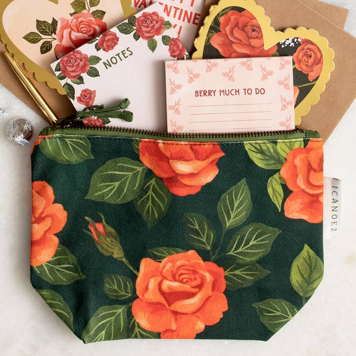 Roses Canvas Pouch for wholesale by 1canoe2 | One Canoe Two Paper Co.