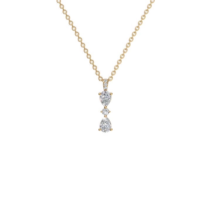 PureYou Jewelry - Wholesale Pendant/charm necklace - Trinity Pear-Cut Diamond Pendant, Diamond Drop Necklace