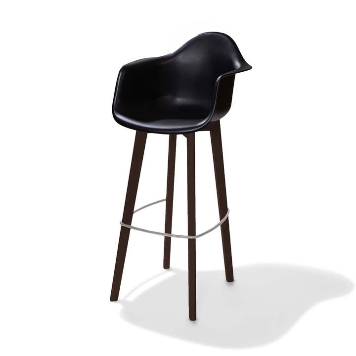 Banqueta Keeve com apoio de braço, empilhável, para eventos e casamentos, cor escura por atacado de VEBA