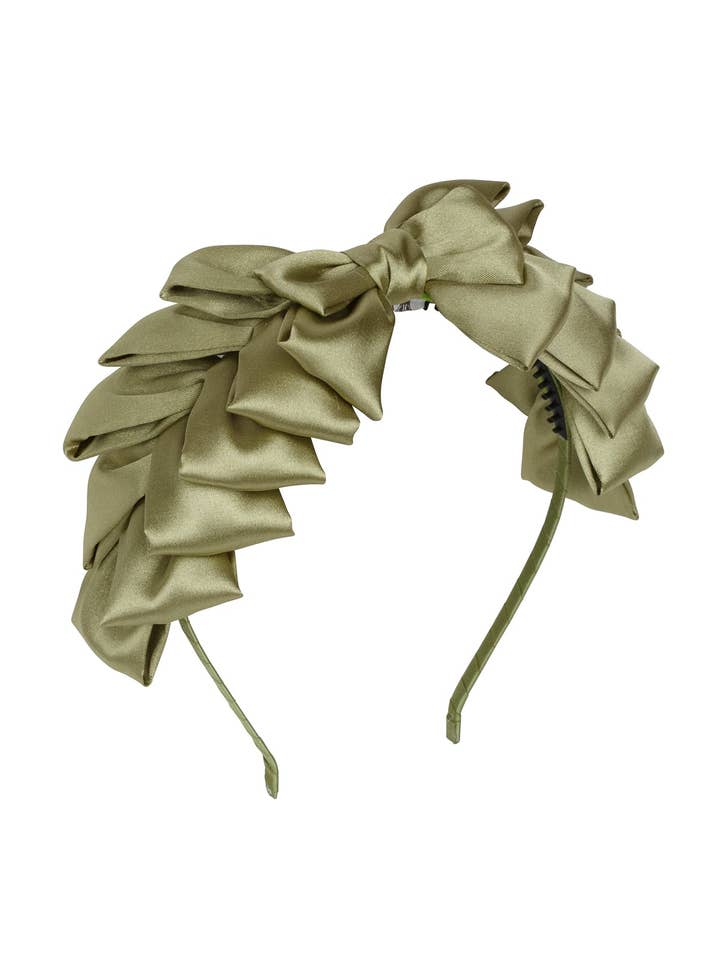 Cerchietto con nastro plissettato - Verde antico per la vendita all'ingrosso da parte di Project 6 NY Kids