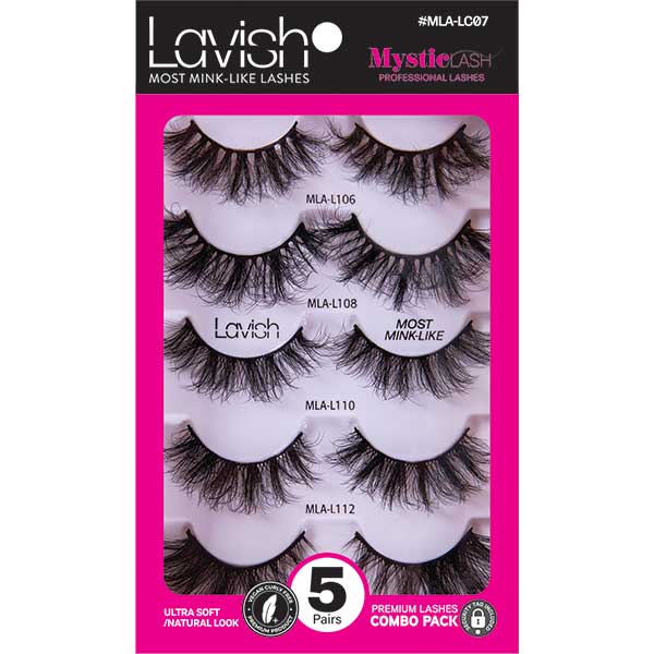 Majestic Wholesale - Wholesale False/Fake Eyelashes - MysticLash Lavish Combo Pack 5 Pairs of Ultra-Soft Lashes5