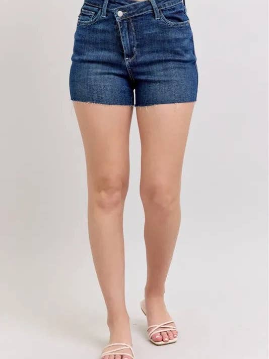 Judy Blue Calções de Ganga de Cintura Alta com Cós Cruzado Tamanho Grande por atacado de Queenado