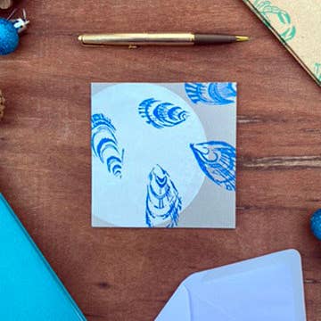 Moon & Shell Card / Handprinted 100% Sustainable Card for wholesale by Turquoise Gem Home