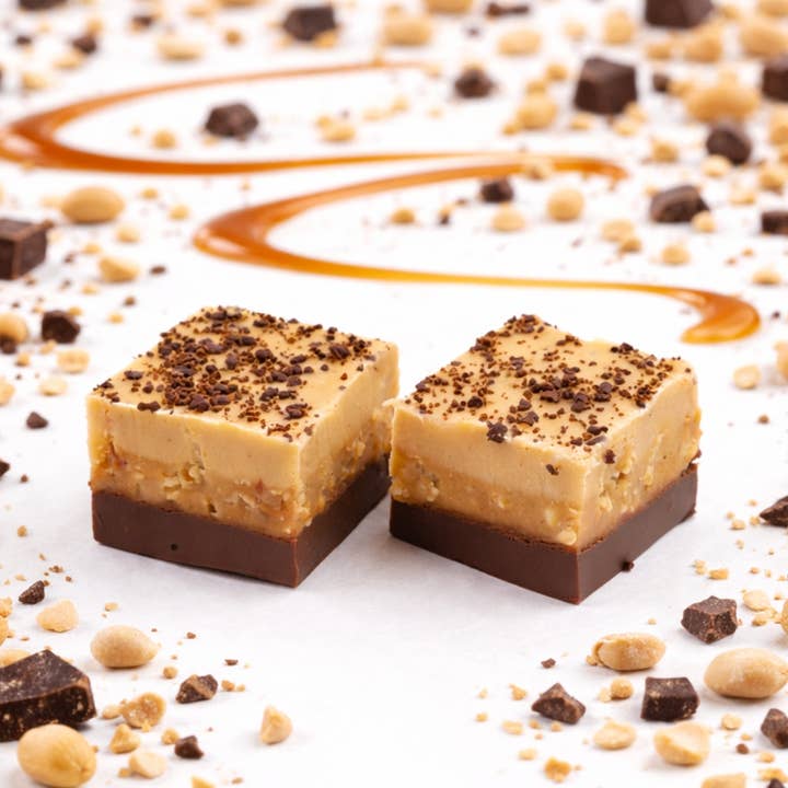 Peanuttiest Caramel Chocolate 1/2 lb. Fudge Bar for wholesale by Valley Fudge & Candy