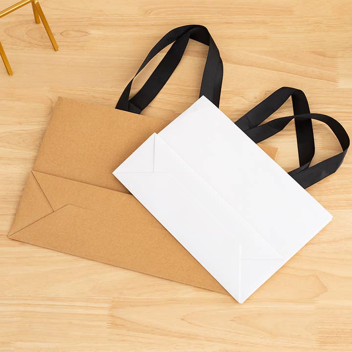 ByHome - Wholesale Gift Bag - 10pcs, premium Threaded Rope White Gift Bag w/ free tissue