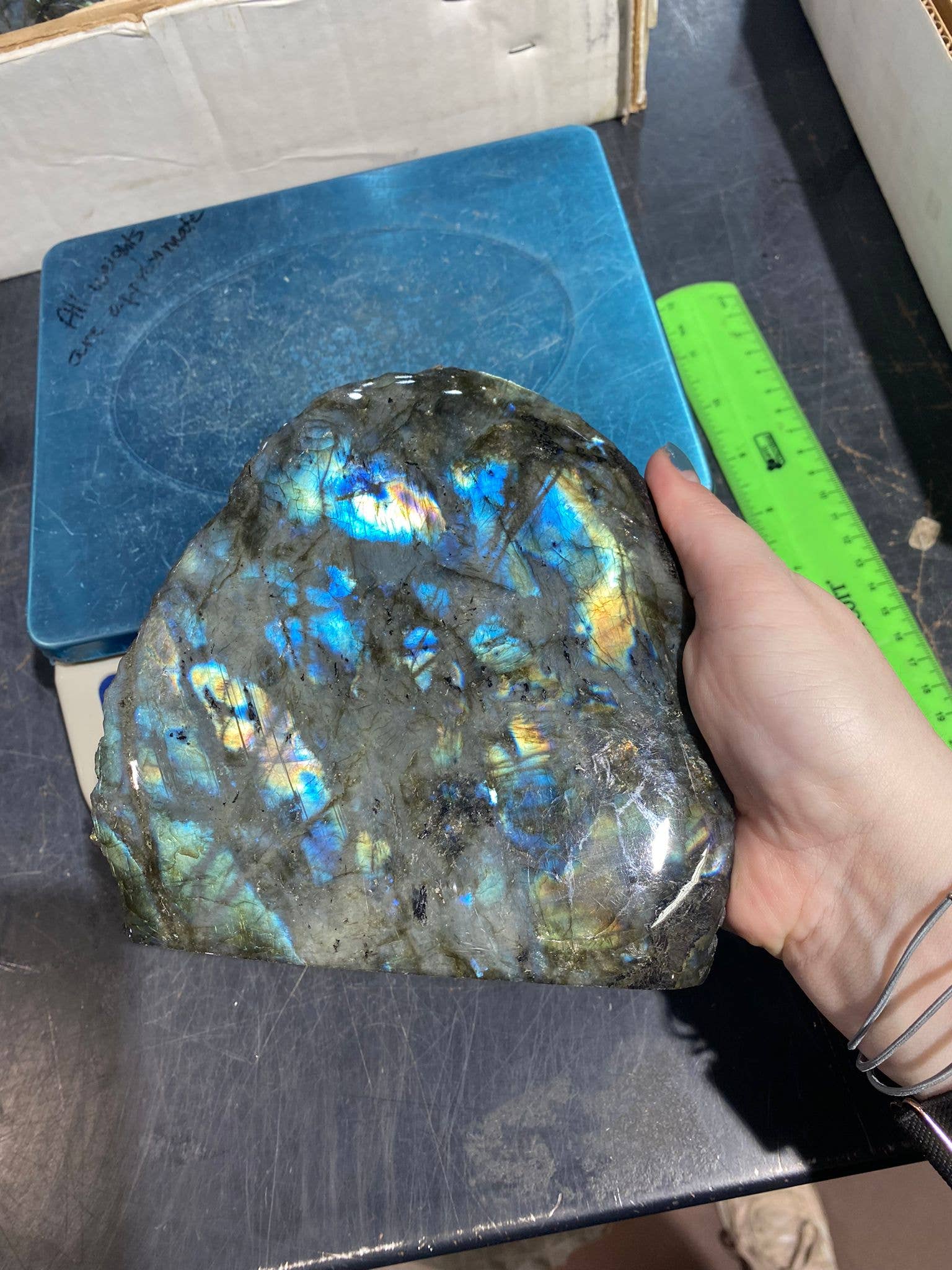 Quasar Gems USA - Wholesale Spiritual Stone/Crystal - Labradorite One Side Polished Cut Base1