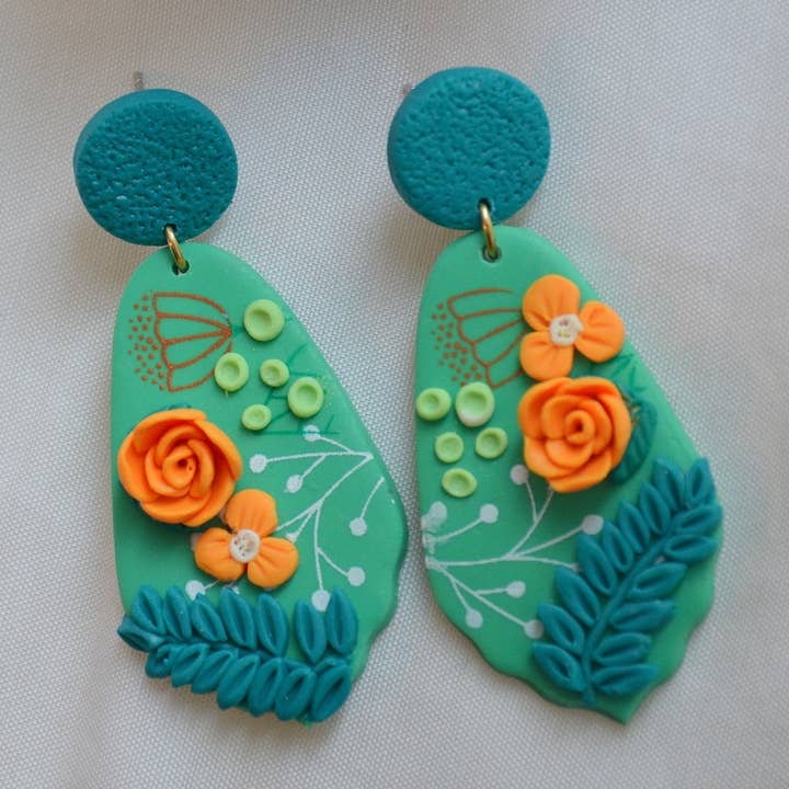 Handmade Colourful Floral Earrings for wholesale by Sunnyclayart