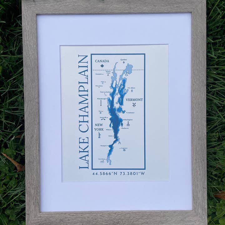 Just Wandering Co. - Wholesale Art Print - Lake Champlain Print Wall Hanging | Plattsburgh, New York | Burlington, Vermont | North Country Gift, Present | Custom Lake | Upstate NY |8