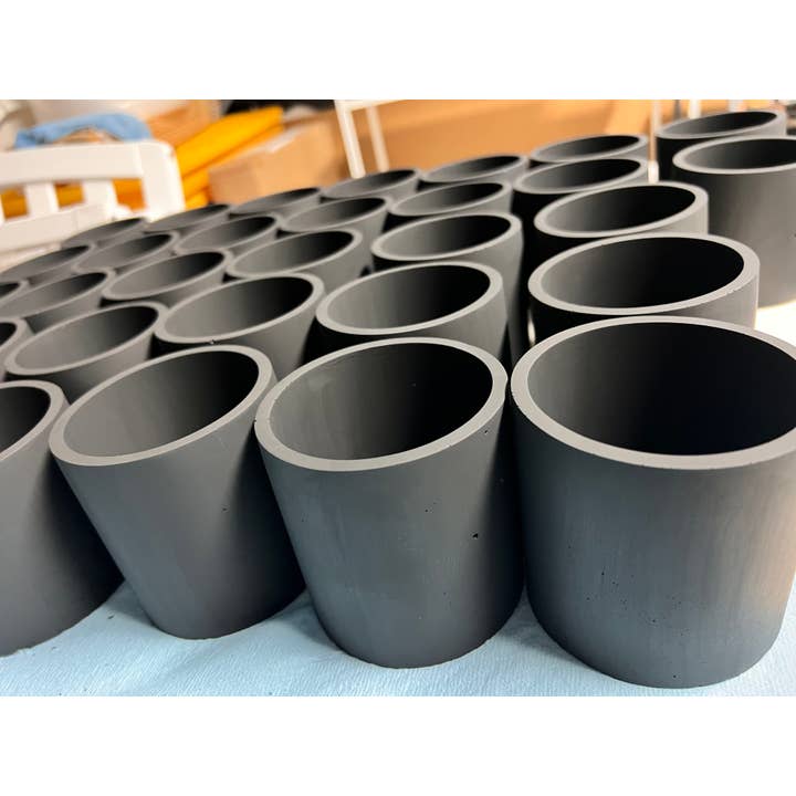 The Herban House LLC - Wholesale Jar/Filled Candle - Imperfect Black Cement Jars, not candle pour ready