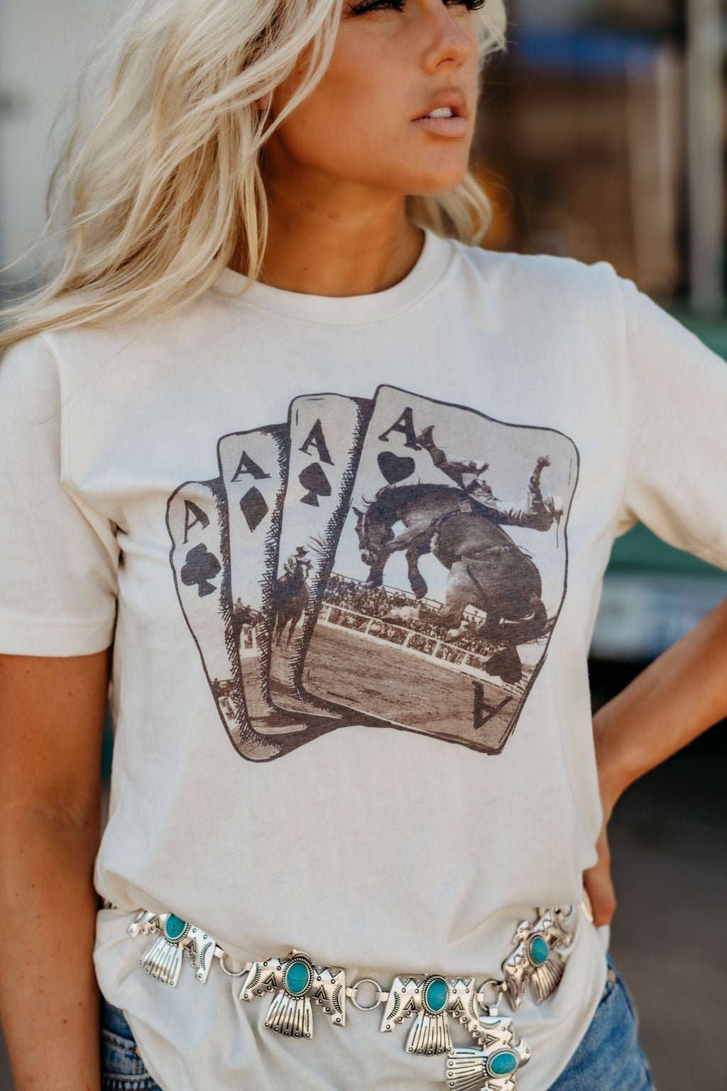 Natural Ace of Cowboys Graphic Tee for wholesale on Faire2