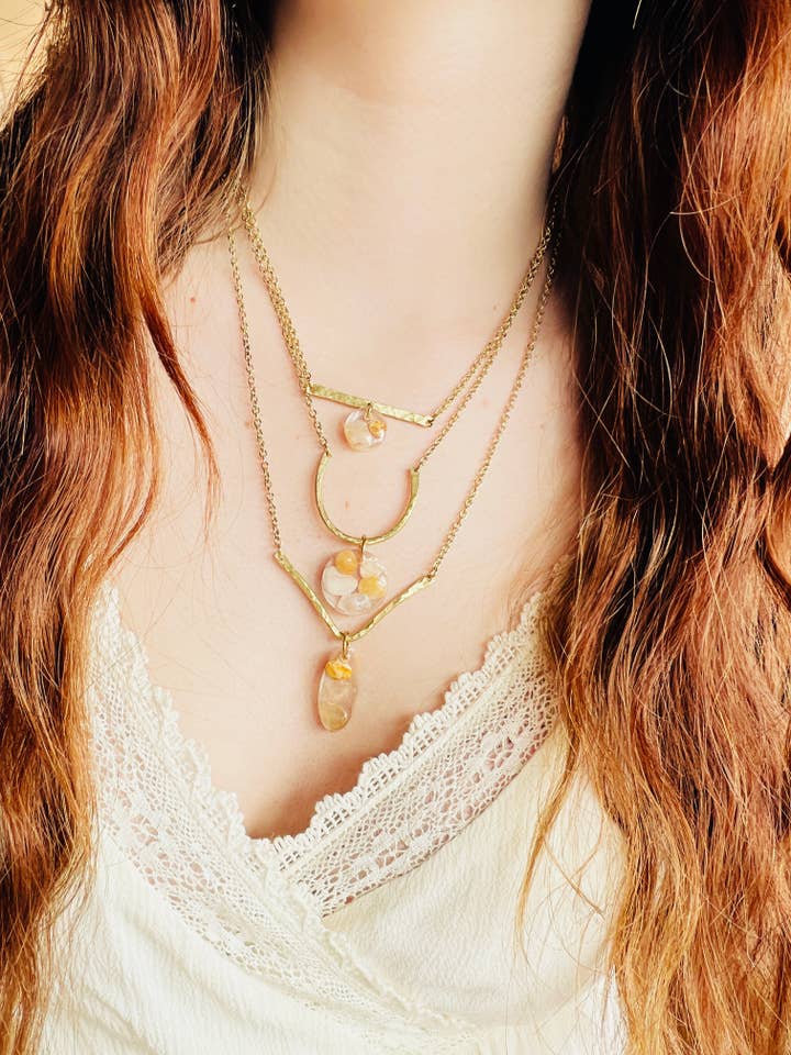 Bundle #1 - 3 harpiks bundet sten GF/Sterling lagdeling vedhæng for engroshandel hos UpCycled Uglies