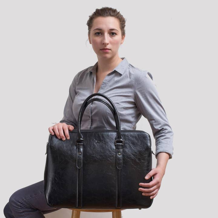 Doshi.Shop - Vente Porte-document – femme - Grande mallette végétalienne classique pour femmes