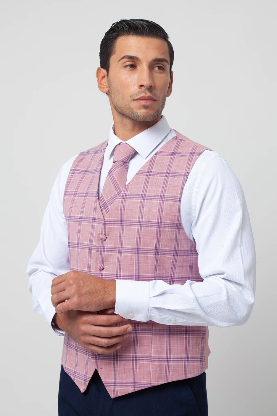 Rose Set Vest with Tie, Checkered Handkerchief w/ Picasso for wholesale on Faire0