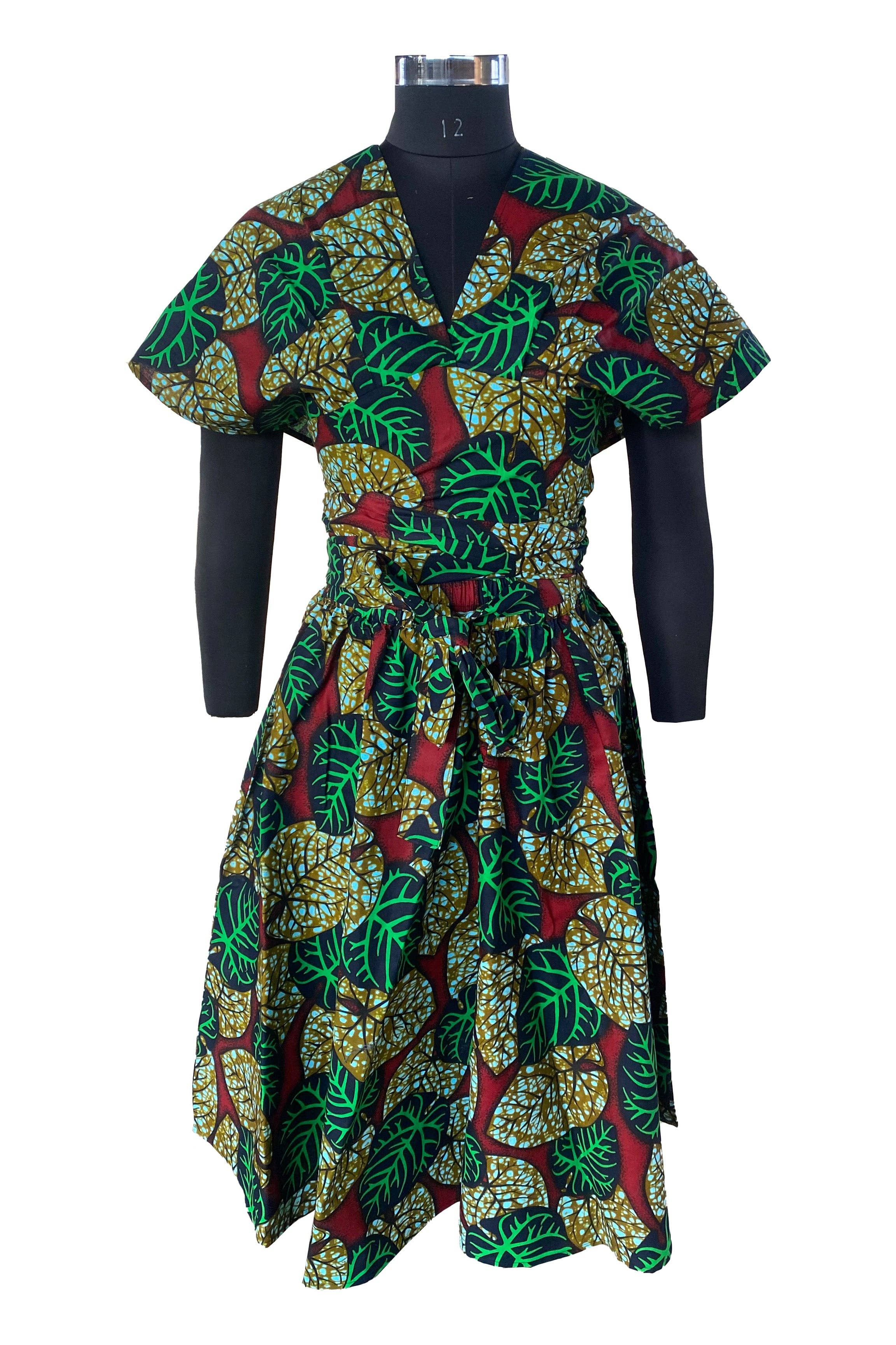 Satsuma Wholesale - Wholesale Top & Skirt Set - Women's - African Women Ankara Casual Infinity Top & Midi Skirt Set0