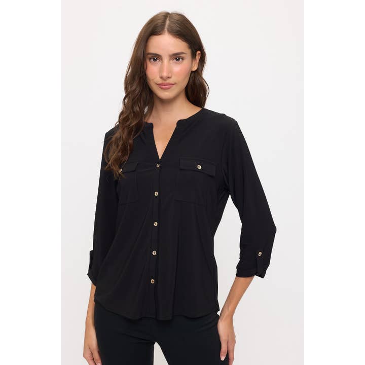 SKJORTE MED FULD LUKNING, LOMME OG OPSMØGBAR ÆRMEKANT for engroshandel hos Perseption