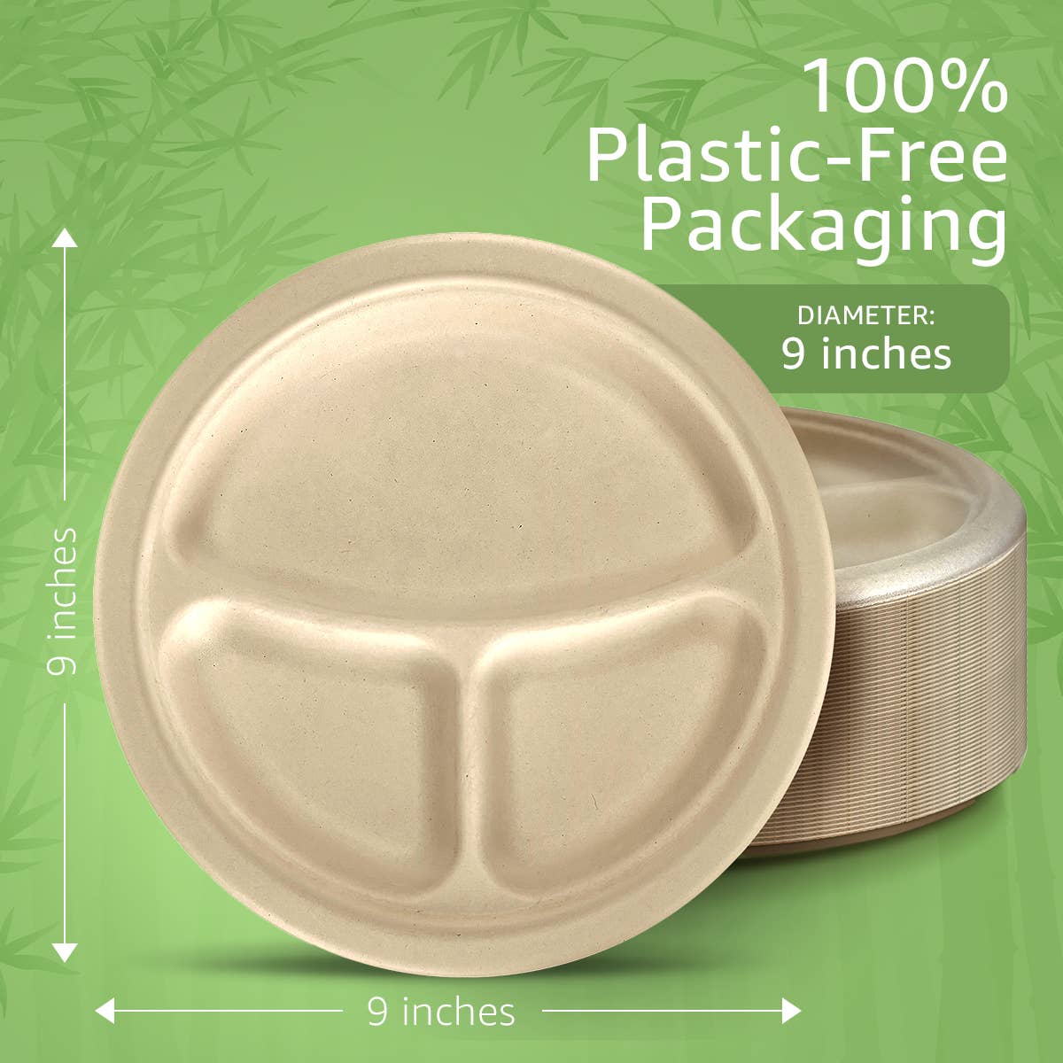 Ibambo - Wholesale Disposable Plate - Ibambo Bamboo Disposable Compartment Plates - 9" - 50 Pack3
