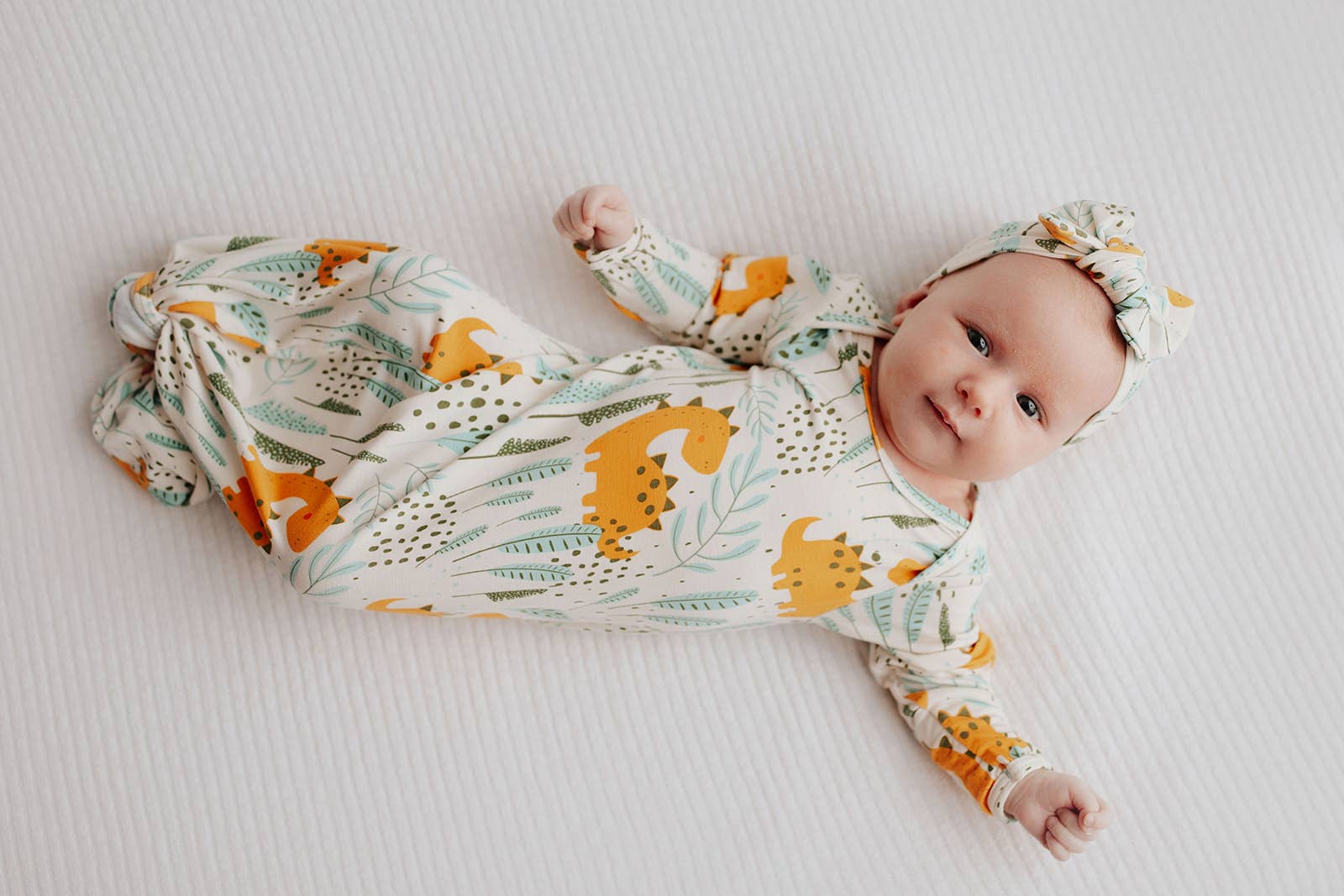 Three Little Tots - Wholesale Babygown - Baby - Dinosaur Animal Print Zoo Knotted Gown31