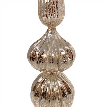 David Christopher's Collection - Wholesale Christmas Decoration - Vintage Silver Striped Glass Finial Table Top 19.65''H