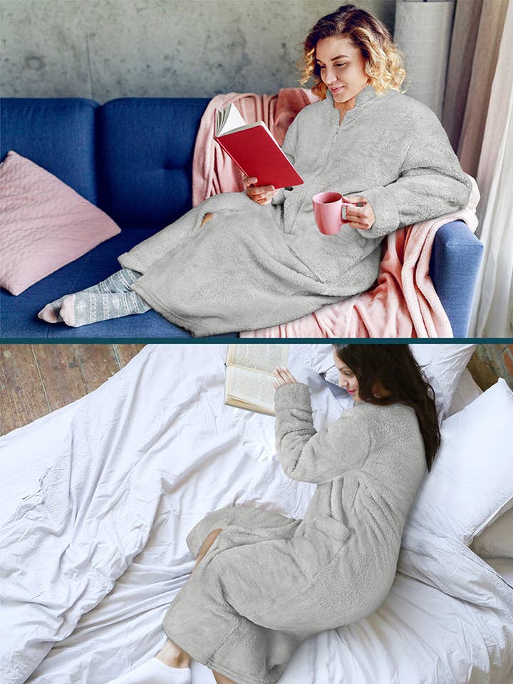 Pavilia - Wholesale Robe - Women's - Women's Sherpa Housecoat Zipper Robe50