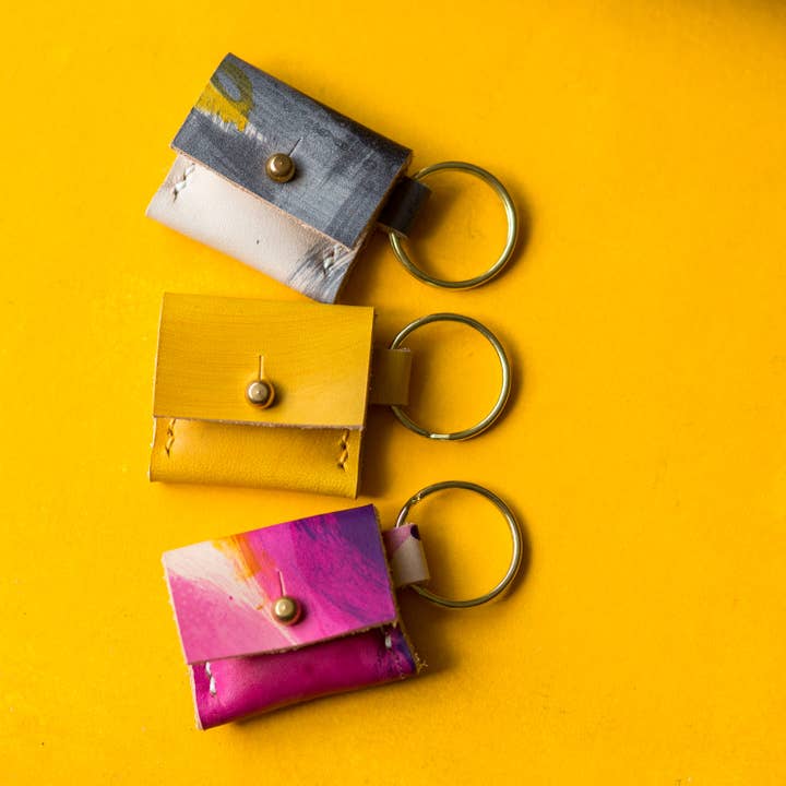 Hand Painted Mini Leather Purse Keyring - Multiple Colours for wholesale by Tori Lo Designs