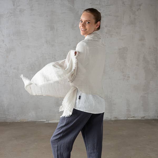 GARZA FRANJES OMSLAGDOEK ZILVER voor wholesale door LinenMe