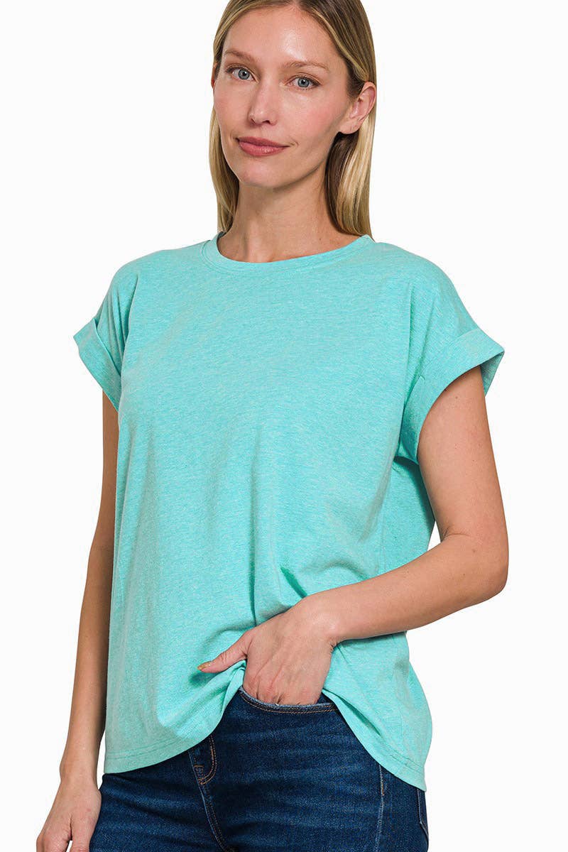 42POPS - Wholesale T-Shirt - Women's - `.Round Neck Folded Short Sleeve T Shirt10