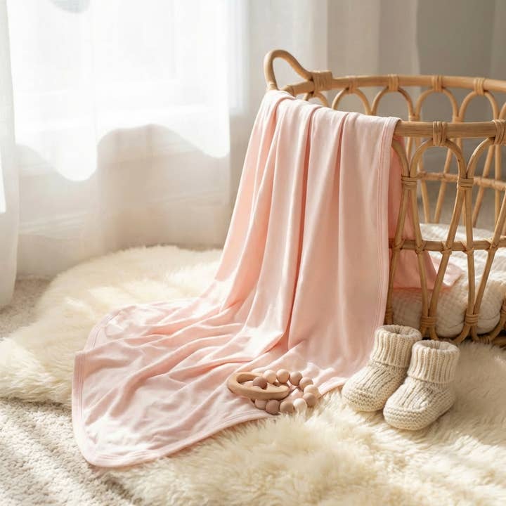 Stretchy Bamboo Baby Swaddle in Candy Pink for wholesale by Cleo & Bebe