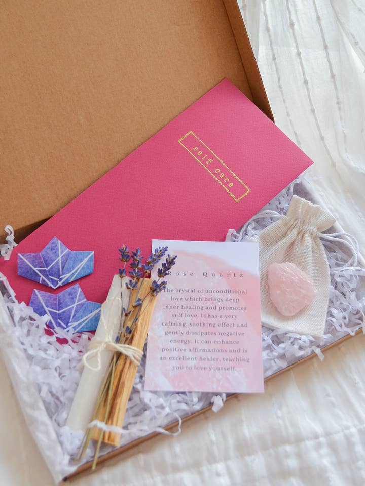 Rose Quartz Self-Care Box for wholesale by Spirit Moon Studios