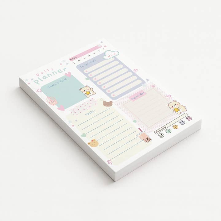 Kawaii Pastel Bear Daily Planner Notepad for wholesale by Enchanted Farie Designs