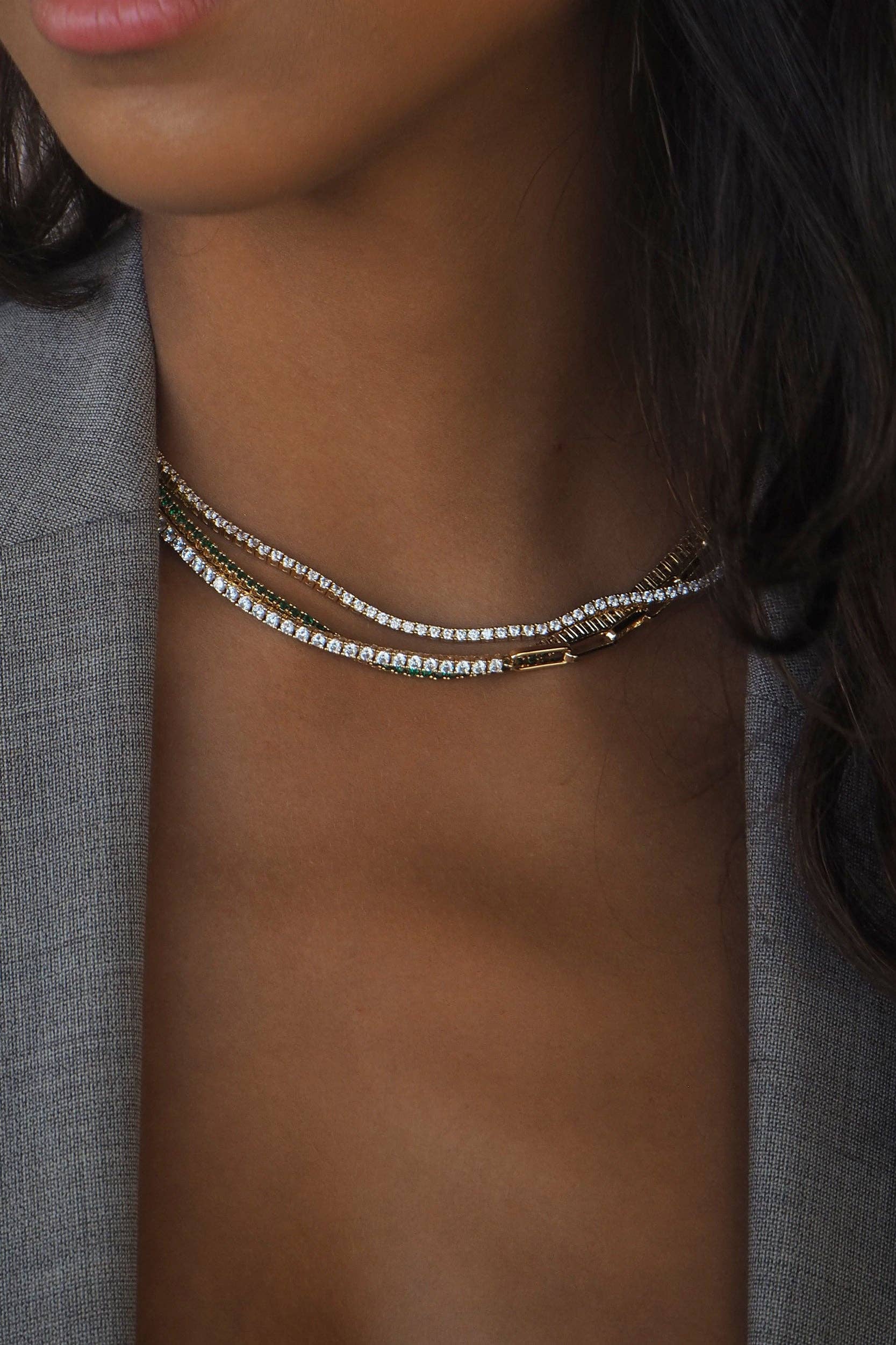 Lili Claspe – Großhandel Gliederhalskette – Mini Amina Tennis-Halskette2