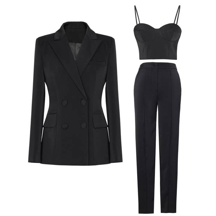 Productseeker - Wholesale Suit Set - Women's - SET062(3) Chic Blazer Set: Elegant Top & Tailored Pants