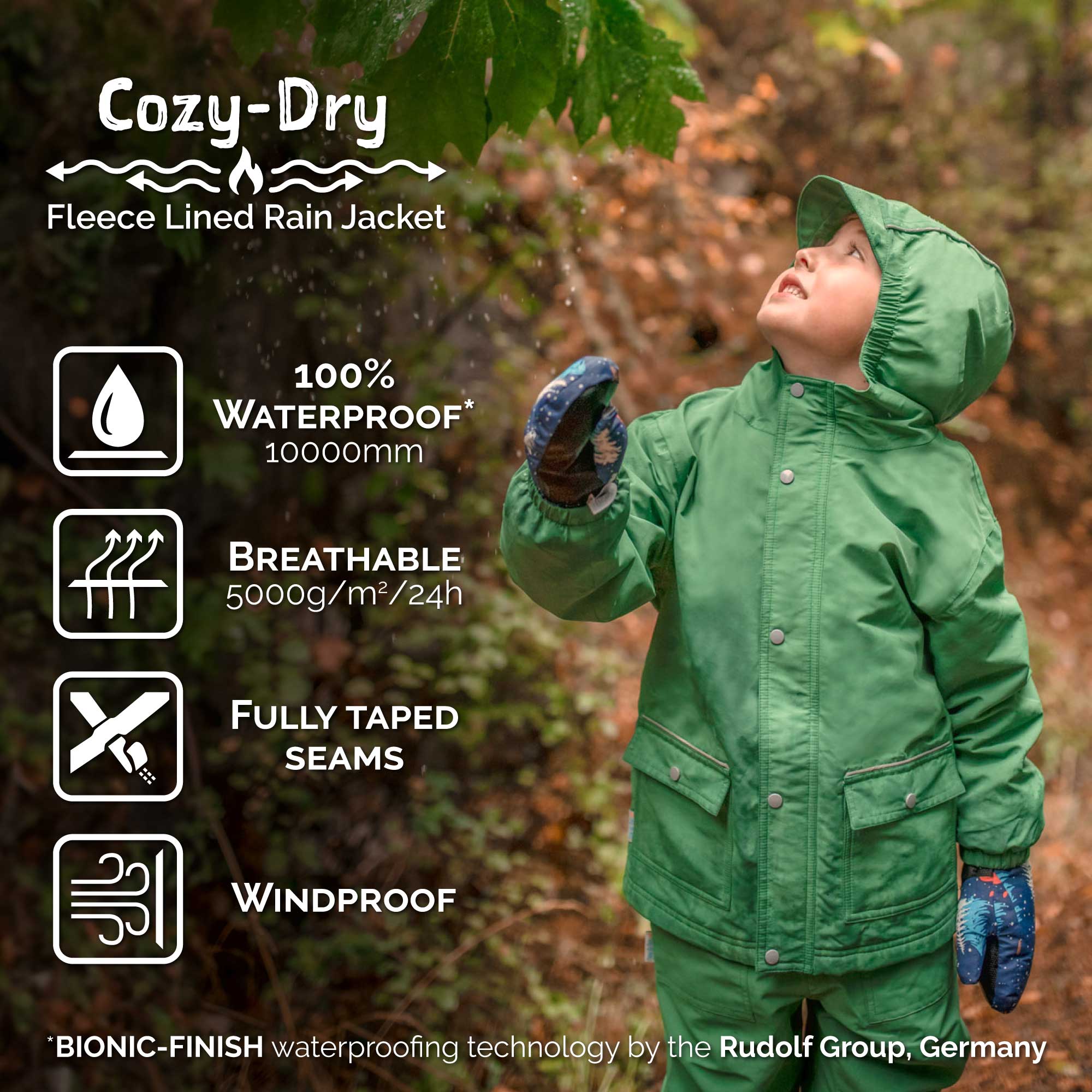 Jan & Jul - Wholesale Raincoat - Kids - Navy Fox | Cozy-Dry Waterproof Jacket5