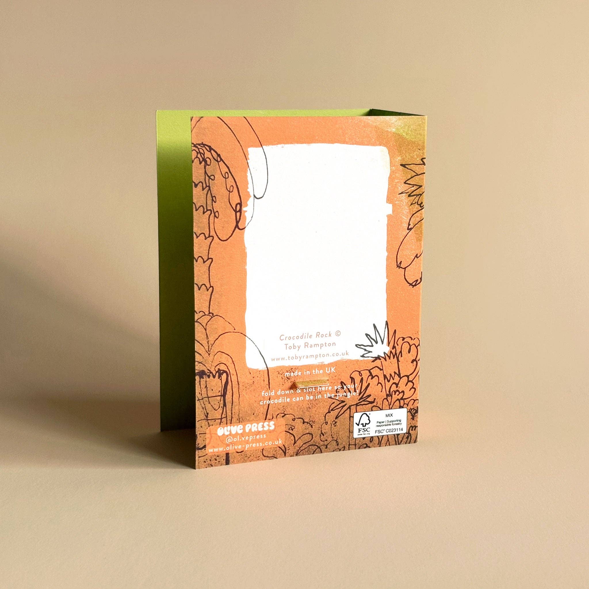 Olive Press Publishing – wholesale Everyday greeting card – Crocodile Rock 3D card by Toby Rampton4