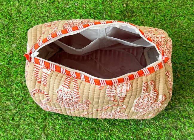 GYPSY STUDIO - Wholesale Makeup/Cosmetic Bag - Tiger Printed Bohemian Cotton Bag Quilted Girls Cosmetic Bag2