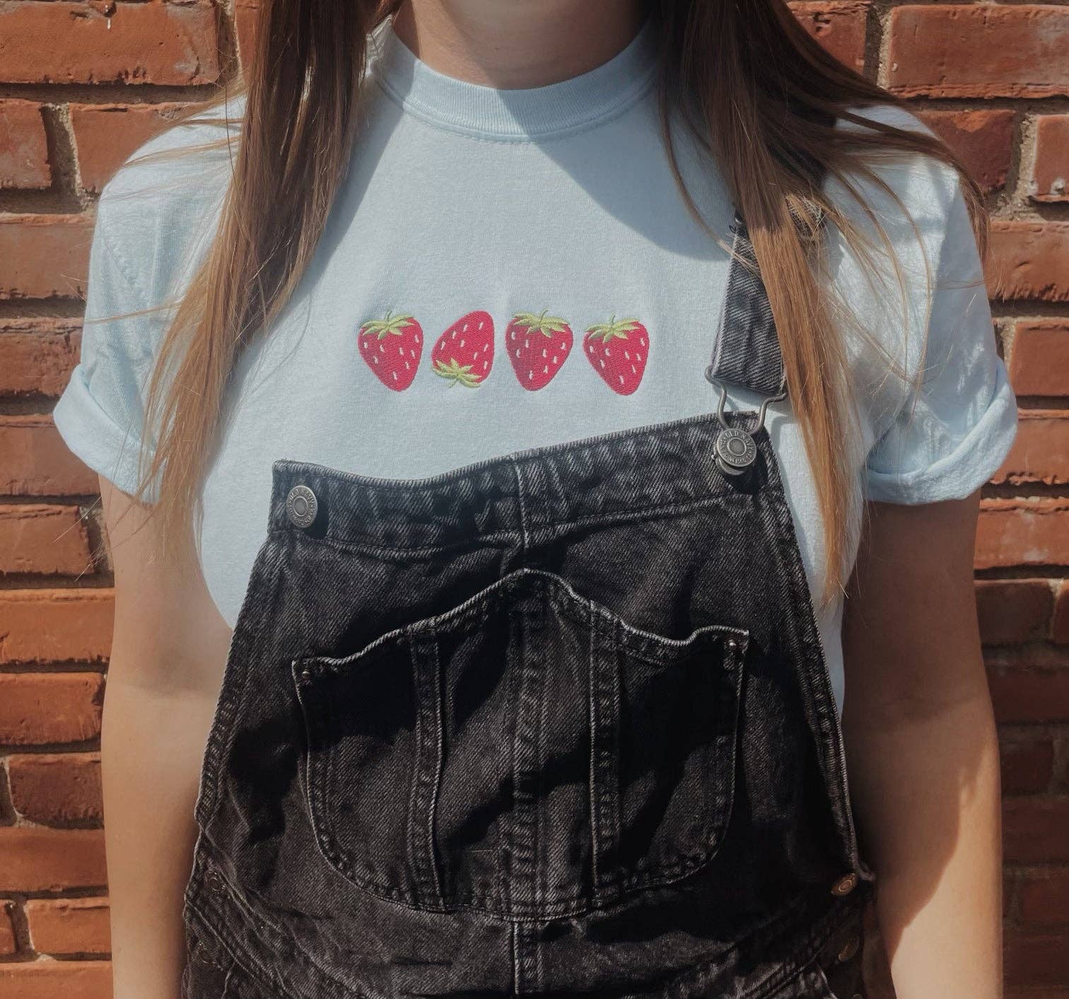 Molly Louise Shop – wholesale T-shirt – women's – Embroidered Strawberry T-Shirt3