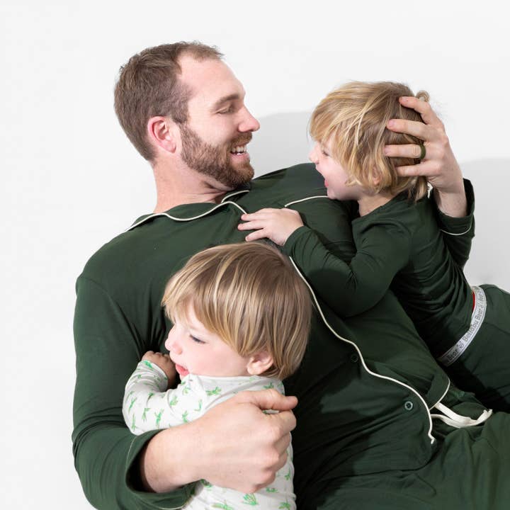 Pine Green Bamboo Men's Pajama Set for wholesale by Bellabu Bear