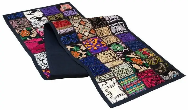 GYPSY STUDIO – Runner de mesa por atacado – Caminhos de Mesa Indianos Banjara Bordados à Mão Boémios0