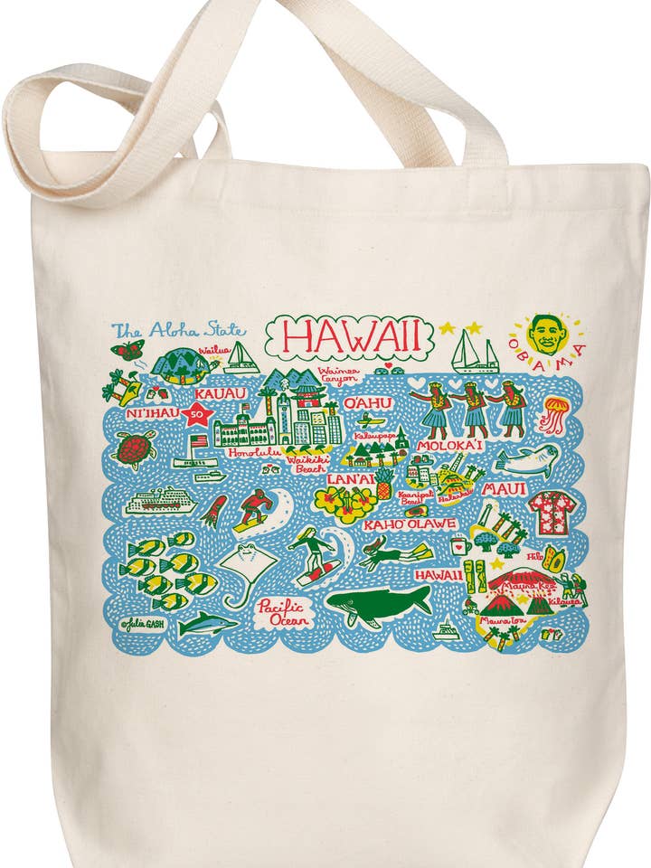 Hawaii Boutique Map Art Tote for wholesale by Morado Designs