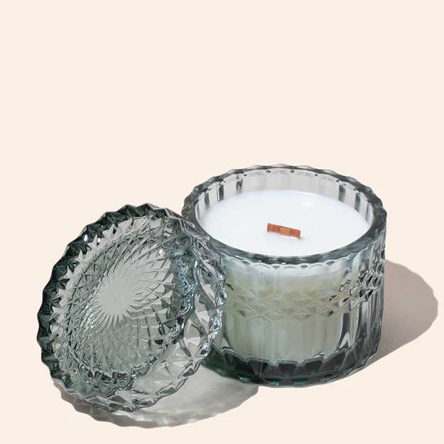 VINTAGE CRYSTAL CANDLE | Aquamarine for wholesale by Clay Meadow