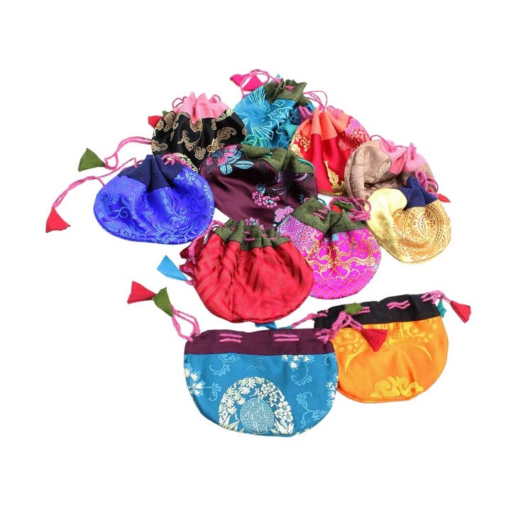 Set di 25 sacchetti di seta cristallo di colori assortiti per la vendita all'ingrosso da parte di Earths Elements Wholesale