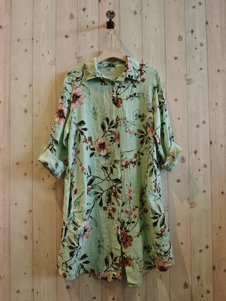 Linen & More - Wholesale Dress - Women's - REF 20272 SHORT DRESS WITH 100% LINEN PRINTS