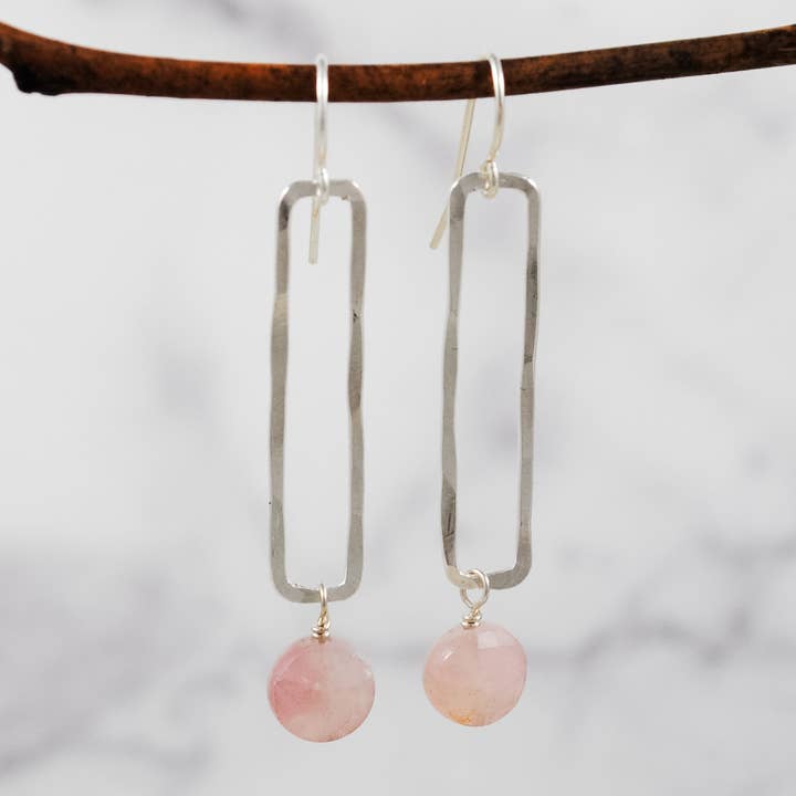 Cameron Kruse Designs - Wholesale Dangle Earrings - Rectangle & Stone Drop Earrings - sterling silver3