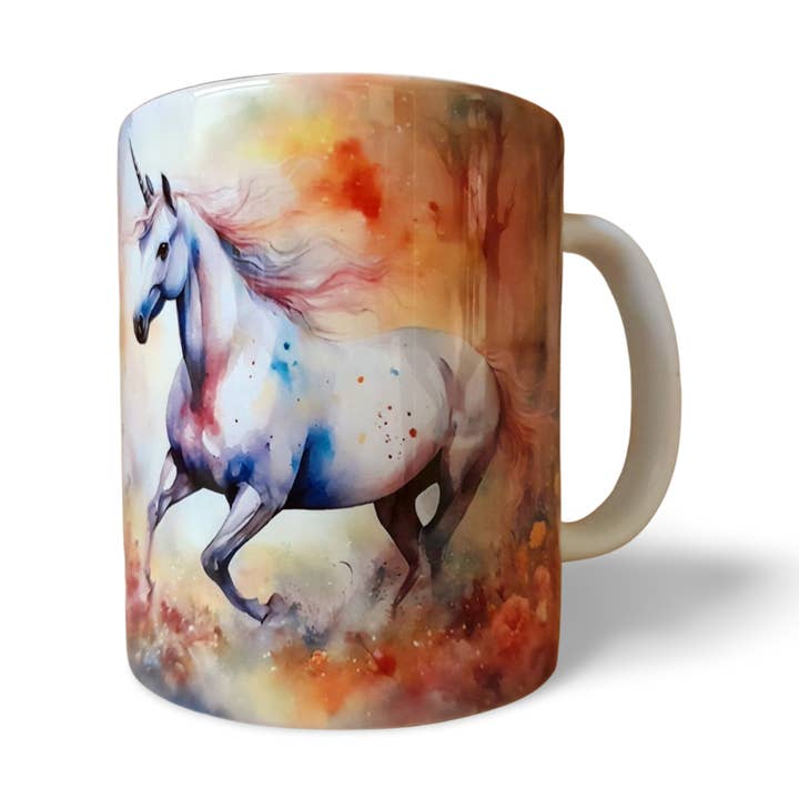 Unicorn Coffee Mug, Fantasy Water Colour Style (Design 1) for wholesale by Rockways Designs