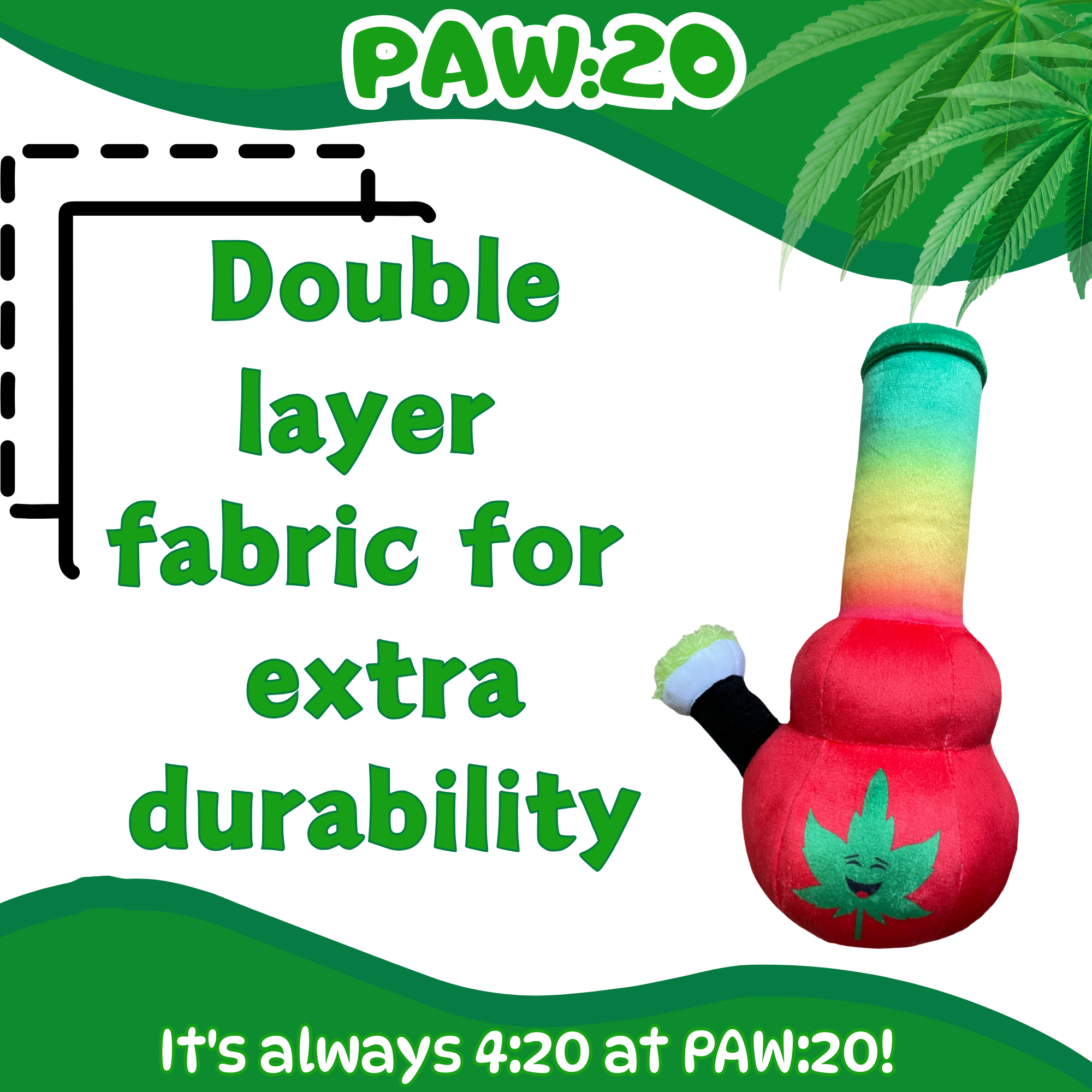 PAW:20 - Wholesale Pet Plush Toy - Dog - Bo da Bong, Parody Plush Rasta Color Squeaker 420 Dog Toy5
