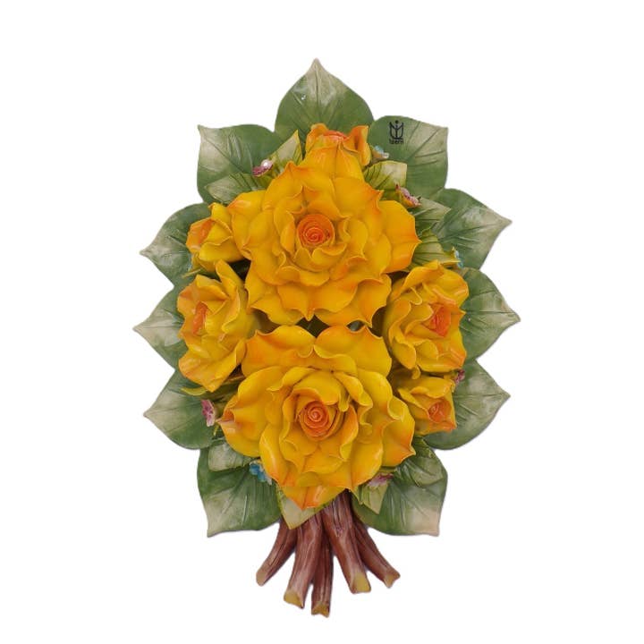 AF05 - Ramo de rosas do sol em cerâmica Feito em Itália por atacado de LUEM ART ceramiche e porcellane di Capodimonte Made In Italy