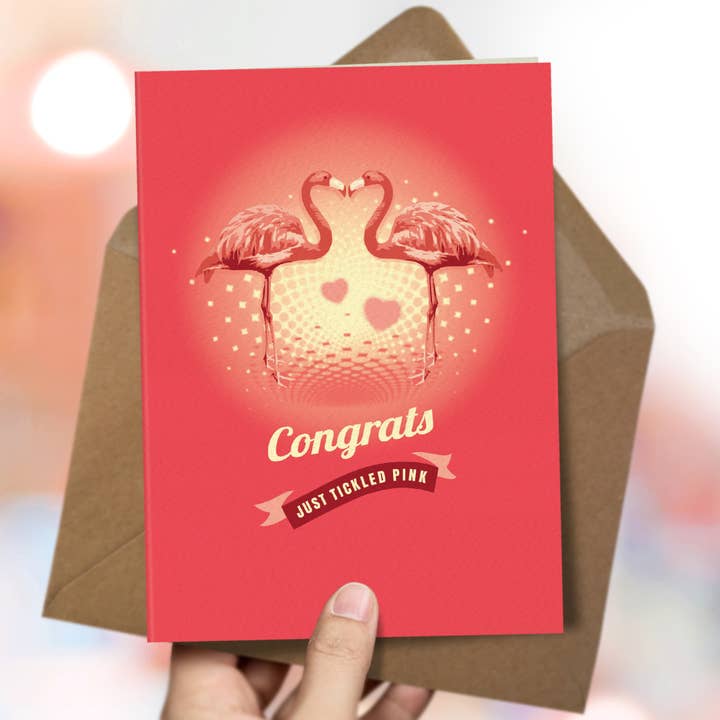 Tarjeta de compromiso GS35 Pink Flamingos para venta al por mayor de The Typecast Gallery